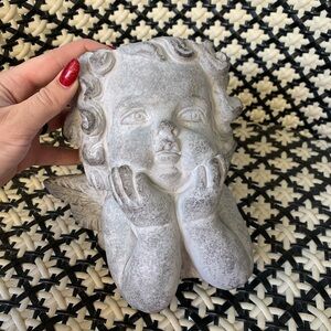 Charming Gray Cherub Sculpture